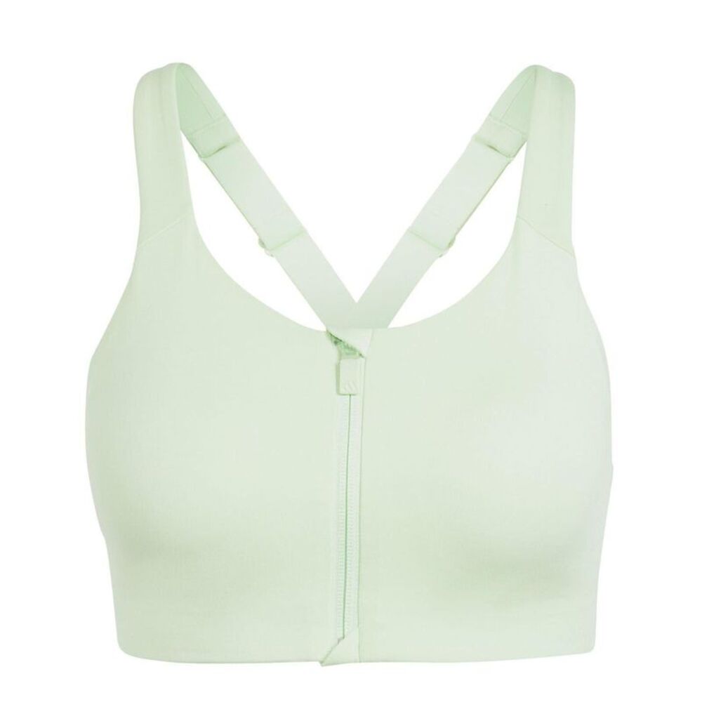 Adidas Womens/Ladies Zip Front Snug Fit Sports Bra / Green